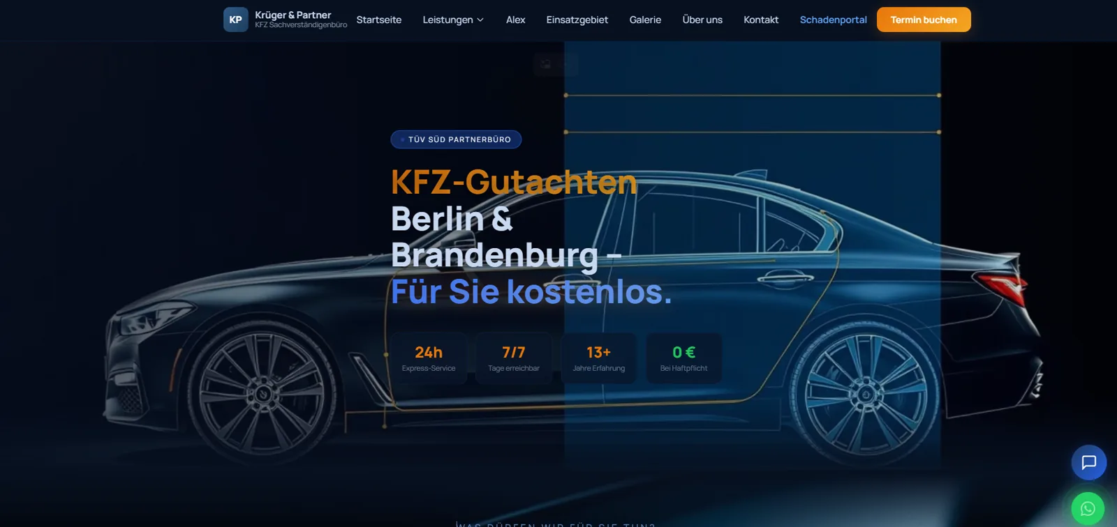 Krüger & Partner Sachverständigenbüro — Screenshot